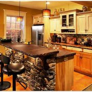 Hiasan dapur dengan batu hiasan: jenis bahan