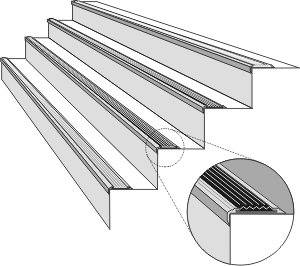 Profil aluminium sudut dengan sisipan getah