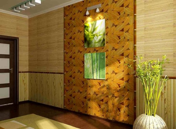 Reka bentuk dinding dengan kertas dinding buluh