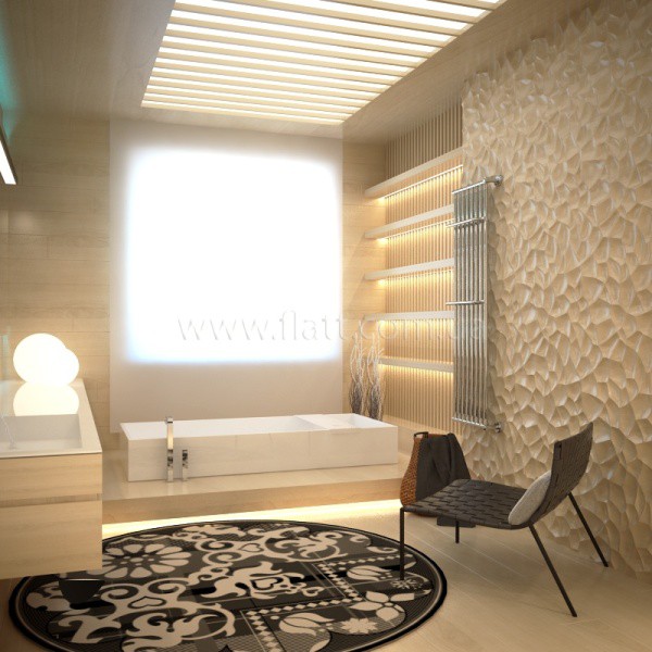 Reka bentuk bilik mandi dengan panel 3D polimer