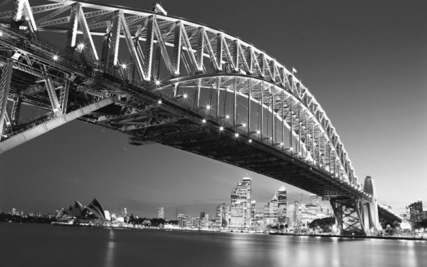 Photomurals hitam dan putih dengan gambar jambatan Sydney
