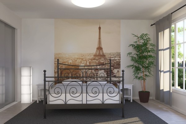 Panorama Paris pada mural foto di bilik tidur