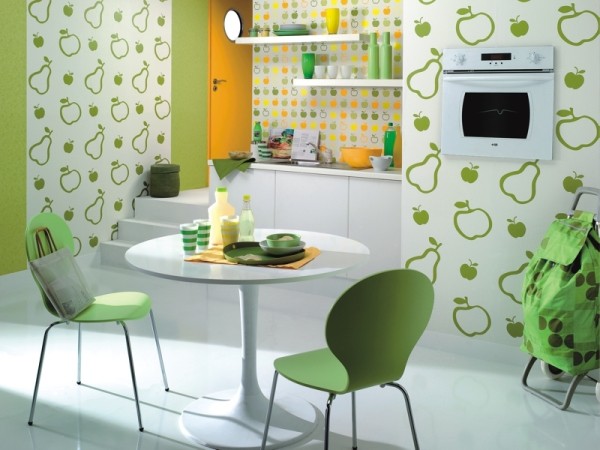 Contoh cara menghias dinding di dapur menggunakan kertas dinding
