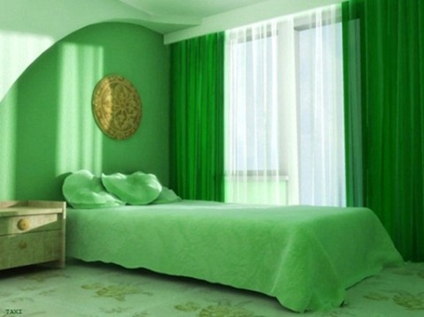 Bilik tidur dengan warna hijau muda