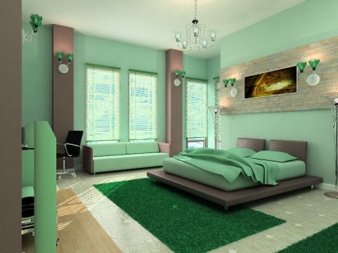 Pilih warna hijau untuk bilik tidur