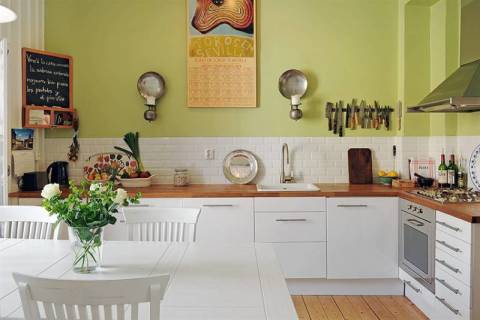 Pilihan warna dinding yang kompeten untuk dapur