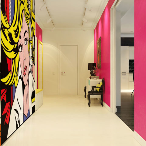 Plaster hiasan untuk lorong: gaya seni pop