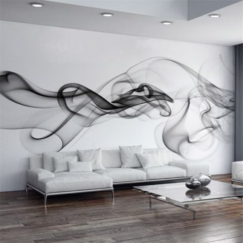 Mural dinding dengan corak abstrak